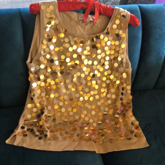 Vintage Gold Disc Sleeveless Too Sz L - Picture 1 of 6